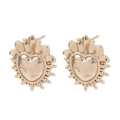 Brass Heart Stud Earrings EJEW-Z131-01KCG-1