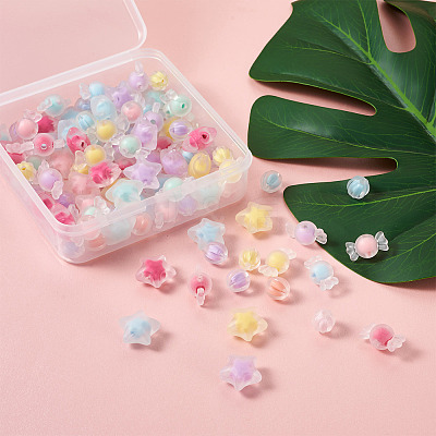120Pcs 3 Style Transparent Acrylic Beads TACR-BT0001-03-1