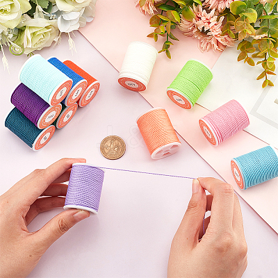 12 Rolls 12 Colors Round Waxed Polyester Cord YC-PH0002-40-1