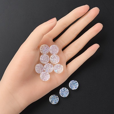 35Pcs Transparent Spray Painted Glass Beads GLAA-YW0001-65-1