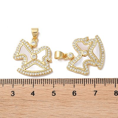 Brass Micro Pave Cubic Zirconia Pendants KK-B083-04G-1