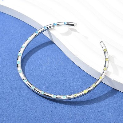 Brass Open Cuff Bangles for Women BJEW-G736-12P-01-1
