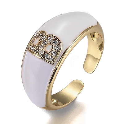 Brass Micro Pave Clear Cubic Zirconia Cuff Rings RJEW-H538-03G-B-1