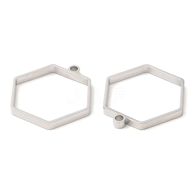 Non-Tarnish 304 Stainless Steel Open Back Bezel Hexagon Pendants STAS-Z040-12P-1