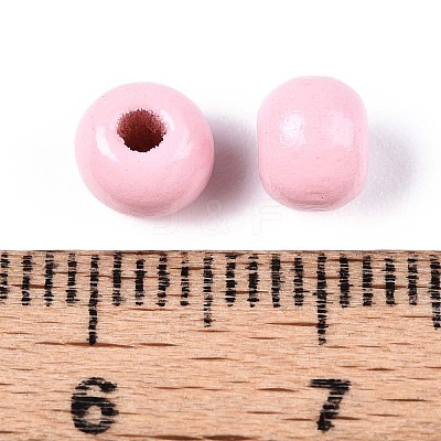 Spray Painted Round Natural Schima Wood Beads WOOD-A018-6mm-05-1