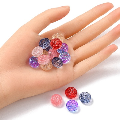 35Pcs Transparent Spray Painted Glass Beads GLAA-YW0001-61-1