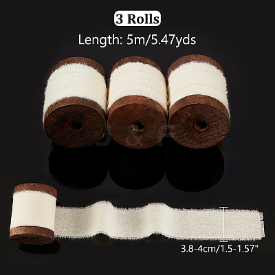 5 Yards Cotton Frayed Fringe Ribbon OCOR-WH0081-37-1