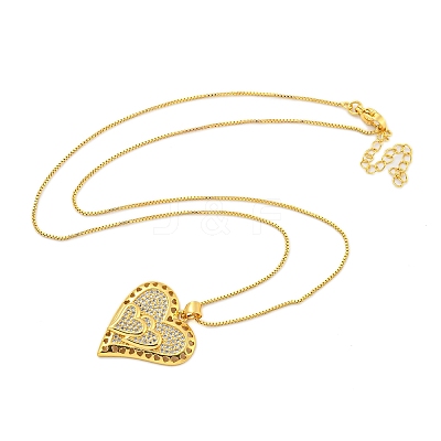 Brass Micro Pave Clear Cubic Zirconia Pendant Necklaces LS-NJEW-M220-01A-G-1