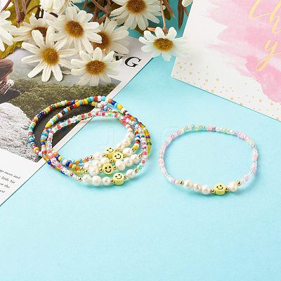 Glass Beads Stretch Bracelets BJEW-JB06414-1