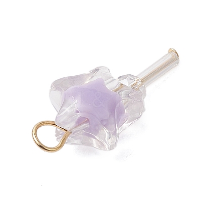 5Pcs Acrylic & Glass Pendants PALLOY-JF03526-01-1