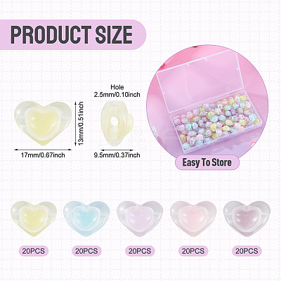 100Pcs 5 Colors Transparent Acrylic Beads TACR-TA0001-73-1