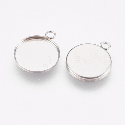 Tarnish Resistant 304 Stainless Steel Pendant Cabochon Settings X-STAS-F167-11P-1