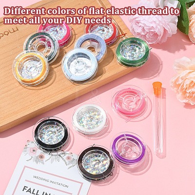 12 Rolls 12 Colors Flat Elastic Crystal String EW-YW0001-18-1