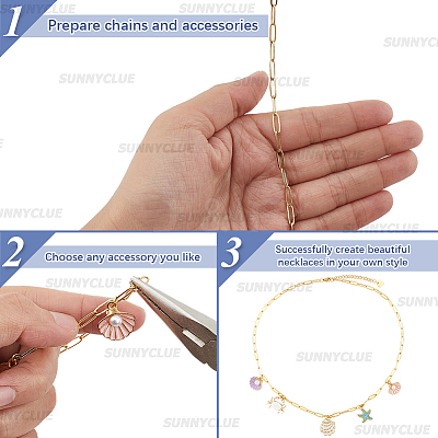 6Pcs 304 Stainless Steel Paperclip Chain Necklaces NJEW-SC0001-57B-G-1
