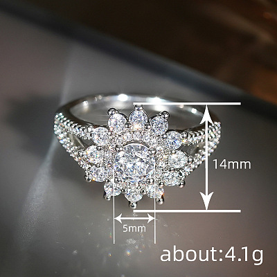 Brass Micro Pave Clear Cubic Zirconia Finger Rings for Women WG798F9-01-1