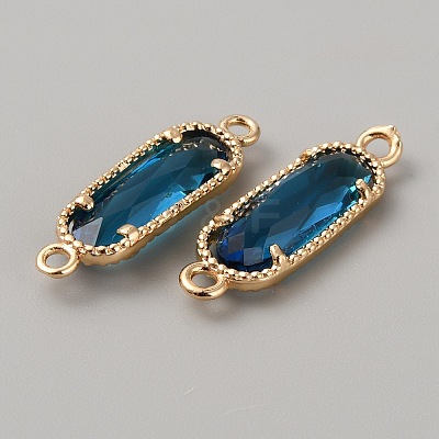 Golden Plated Brass Pave Glass Connector Charms FIND-WH0110-728G-07-1