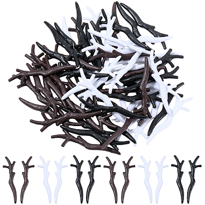 30 Pairs 3 Colors Plastic Snowman Hand Branch Antler AJEW-GF0012-64A-1