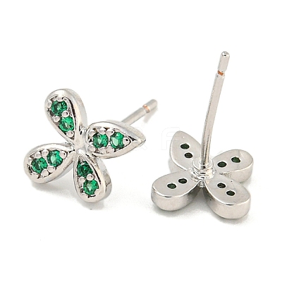 Rack Plating Brass Micro Pave Clear Cubic Zirconia Stud Earrings EJEW-N055-02P-03-RS-1