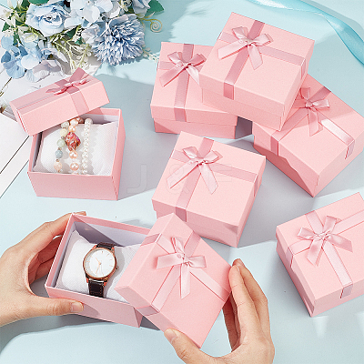 Square Cardboard Watch Package Boxes CON-WH0086-105A-1