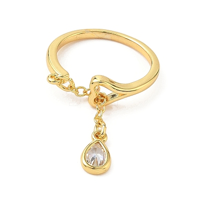 Brass Micro Pave Cubic Zirconia Finger Rings RJEW-H258-11G-1