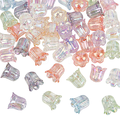 60Pcs UV Plating Transparent Acrylic Beads MACR-PA0001-84-1