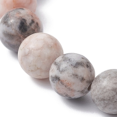 Natural Pink Zebra Jasper & Howlite Turtle Beaded Stretch Bracelets BJEW-JB09831-1