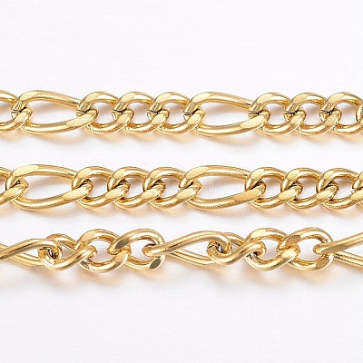 Ion Plating(IP) 304 Stainless Steel Figaro Chains CHS-H016-04G-10M-1