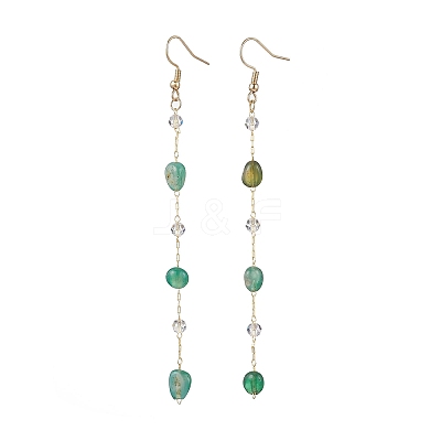 Handmade Natural Green Agate Beaded Chains Earring & Necklaces Sets SJEW-JS01342-04-1