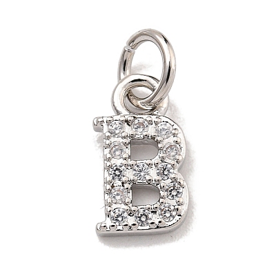 Initial Letter Brass with Cubic Zirconia Charms KK-Q814-26B-P-1