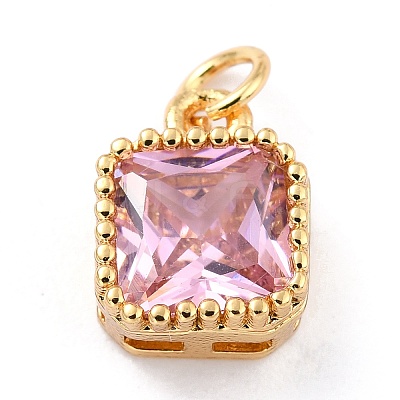 Real 18K Gold Plated Brass Inlaid Cubic Zirconia Charms ZIRC-L100-073G-06-1