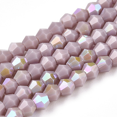 Opaque Solid Color Electroplate Glass Beads Strands EGLA-A039-P2mm-L13-1