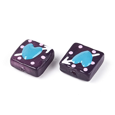Handmade Spray Painted Lampwork Beads LAMP-N035-02C-1