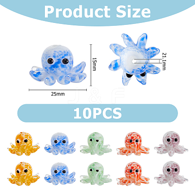10Pcs 5 Colors Handmade Bumpy Lampwork Beads LAMP-HS0001-01-1