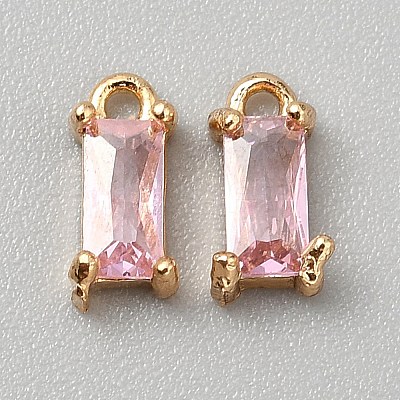 Golden Plated Brass Cubic Zirconia Charms LS-ZIRC-WH0015-01G-07-1
