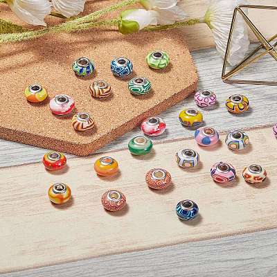38Pcs 19 Colors Handmade Polymer Clay European Beads CLAY-SZ0001-51-1