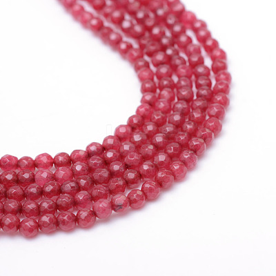 Faceted Round Dyed Natural White Jade Bead Strands X-G-R344-3mm-12-1