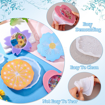 4Pcs 4 Styles Cup Mat Silicone Molds SIL-BG0001-01-1