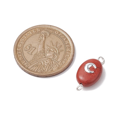 Natural Mixed Stone Connector Charms PALLOY-JF02729-1