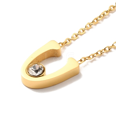 Initial Letter V Ion Plating(IP) 304 Stainless Steel Pendant Necklaces NJEW-P290-03G-1