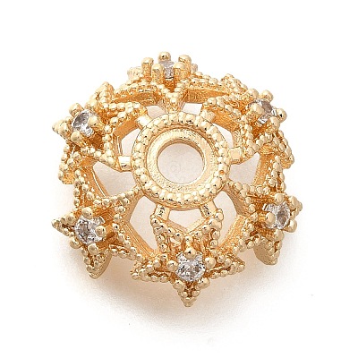 Rack Plating Brass Micro Pave Clear Cubic Zirconia Bead Caps KK-H508-25B-KCG-1