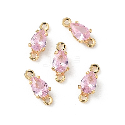 Brass Pave Cubic Zirconia Connector Charms KK-Z136-46G-01-1