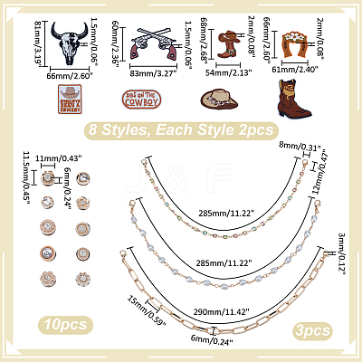 Western Cowboy Hat Decoration Findings Kits DIY-WR0005-28-1