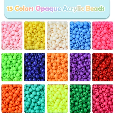 120G 15 Colors Opaque Acrylic Beads SACR-FS0001-28-1