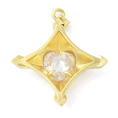 Real 18K Gold Plated Rack Plating Brass Micro Pave Cubic Zirconia Pendants KK-F854-14G-02-1