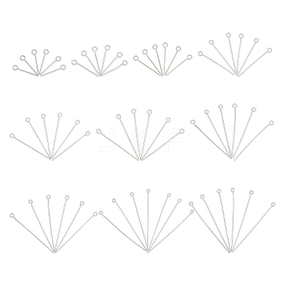 1000Pcs 10 Style 304 Stainless Steel Eye Pins STAS-UN0024-72-1