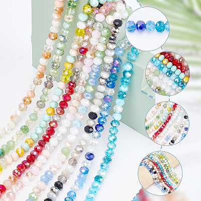 9 Strands 9 Color Electroplate Glass Beads Strands EGLA-AR0001-21-1