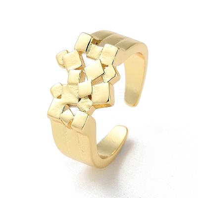 Rack Plating Brass Open Cuff Rings RJEW-M158-01G-1