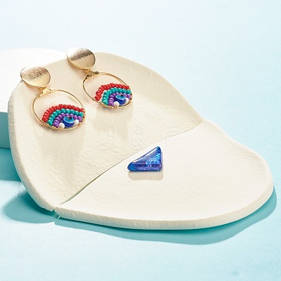 Ring with Evil Dangle Stud Earrings EJEW-JE04717-1