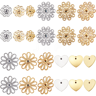 32Pcs 8 Styles Brass Earring Nuts EJEW-SC0001-89-1