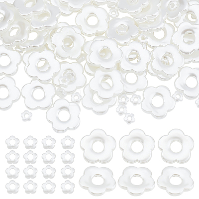 100Pcs 2 Style ABS Plastic Imitation Pearl Beads OACR-AR0001-11-1